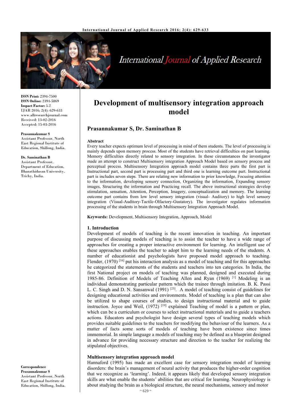 Development of Multisensory Integration Approach Model