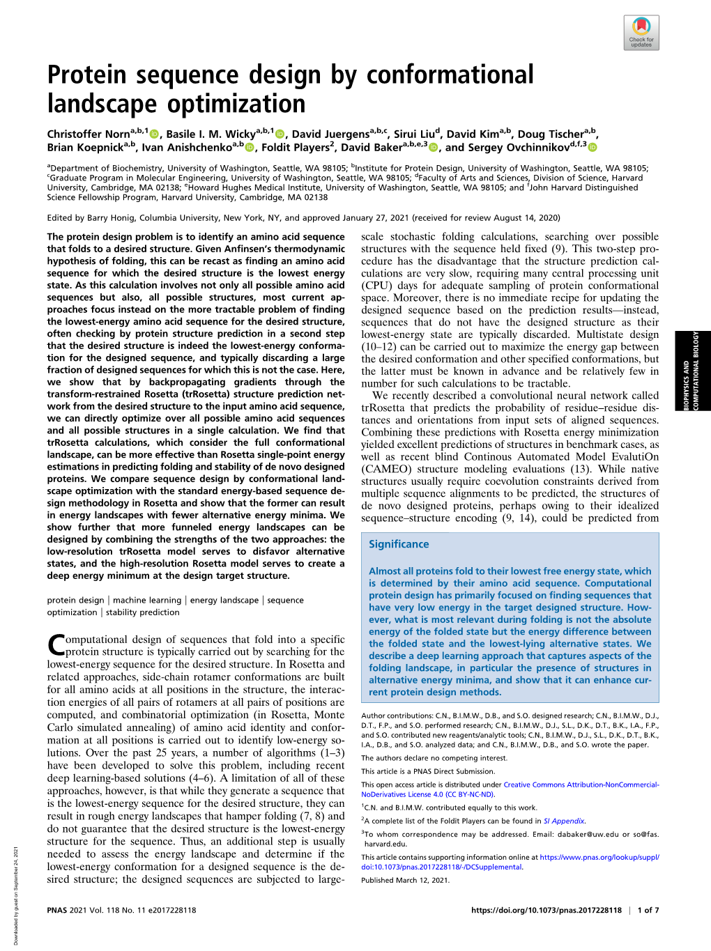 Protein Sequence Design by Conformational Landscape Optimization