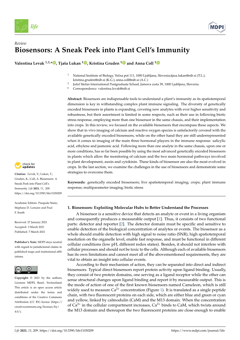 Biosensors: a Sneak Peek Into Plant Cell’S Immunity