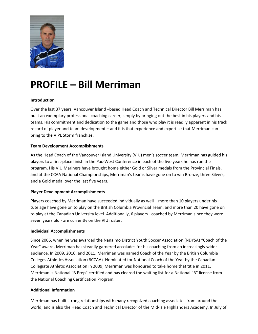 PROFILE Bill Merriman