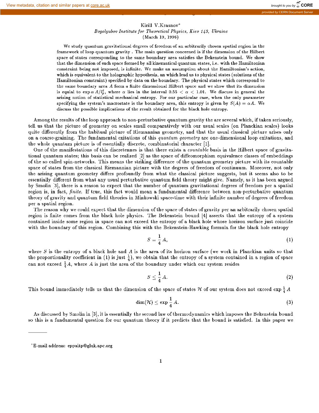 The Bekenstein Bound and Non-Perturbative Quantum Gravity