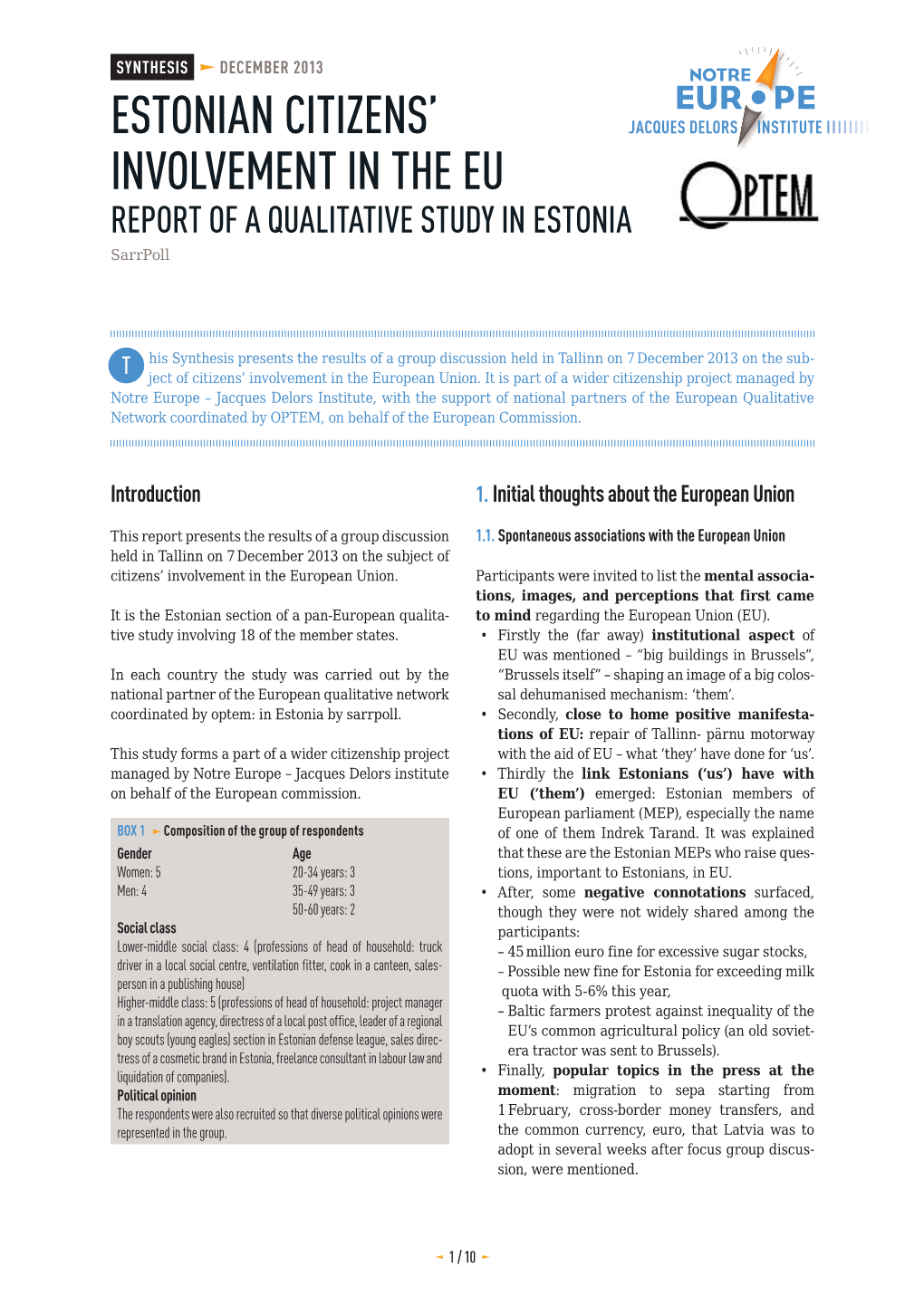 Estonian Citizens' Involvement in the Eu