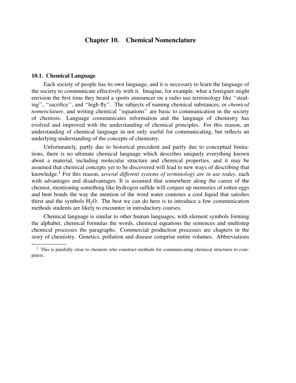 Chapter 10. Chemical Nomenclature