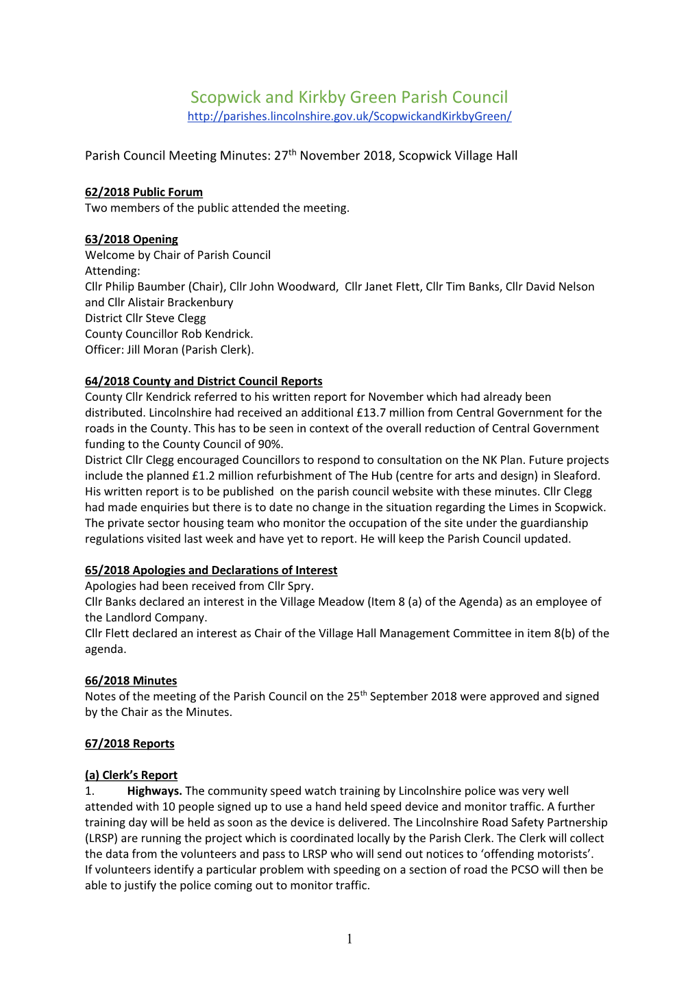 Scopwick and Kirkby Green Parish Council