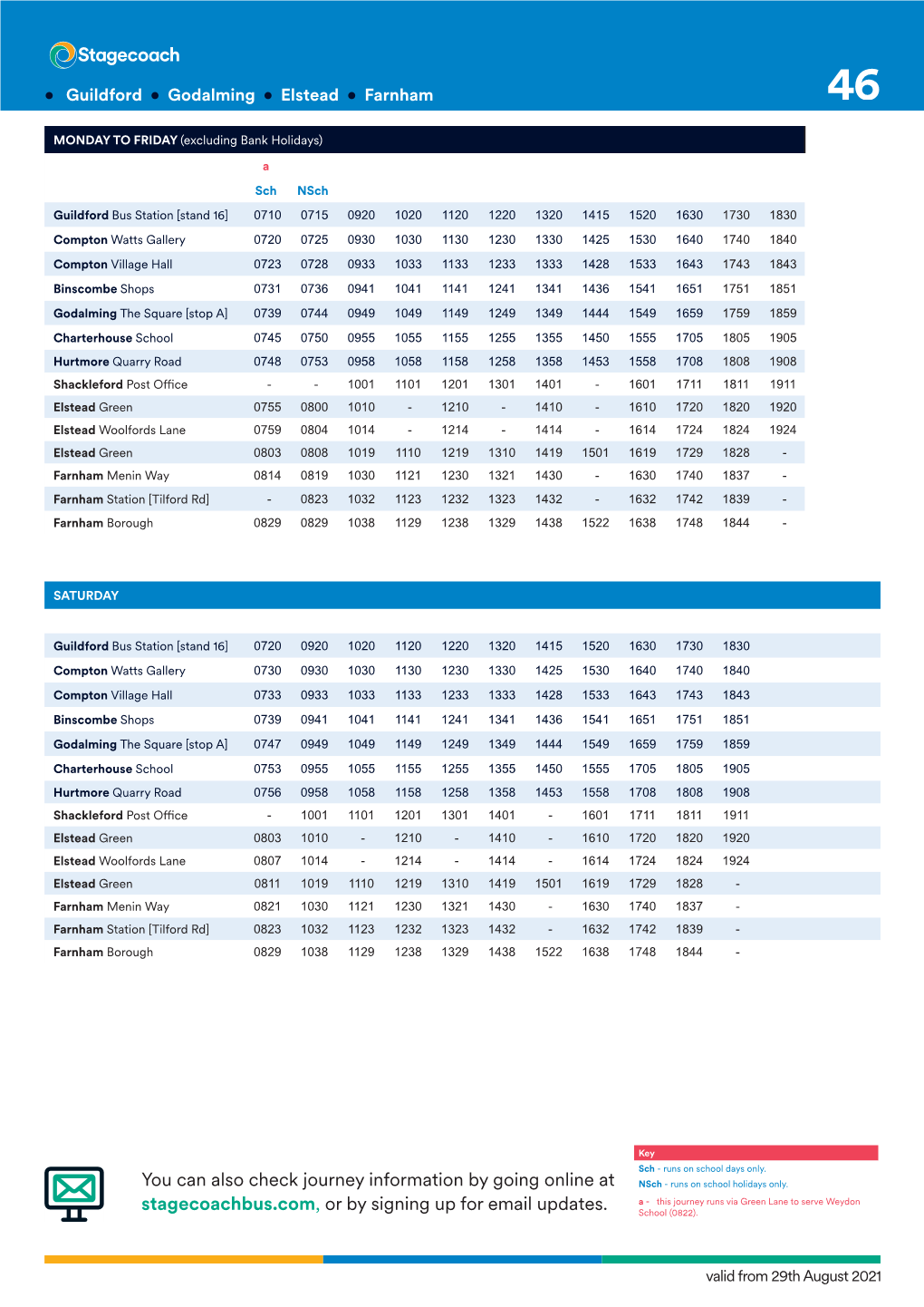 You Can Also Check Journey Information by Going Online at Nsch - Runs on School Holidays Only