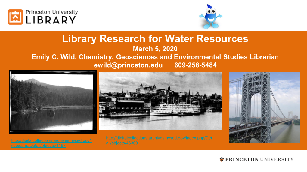 Library Research for Water Resources March 5, 2020 Emily C