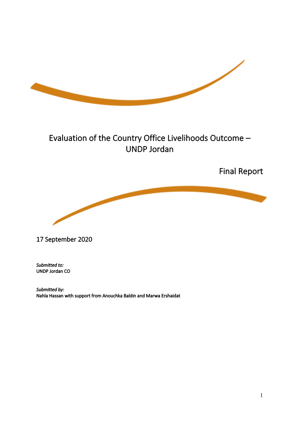 Evaluation of the Country Office Livelihoods Outcome – UNDP Jordan Final Report