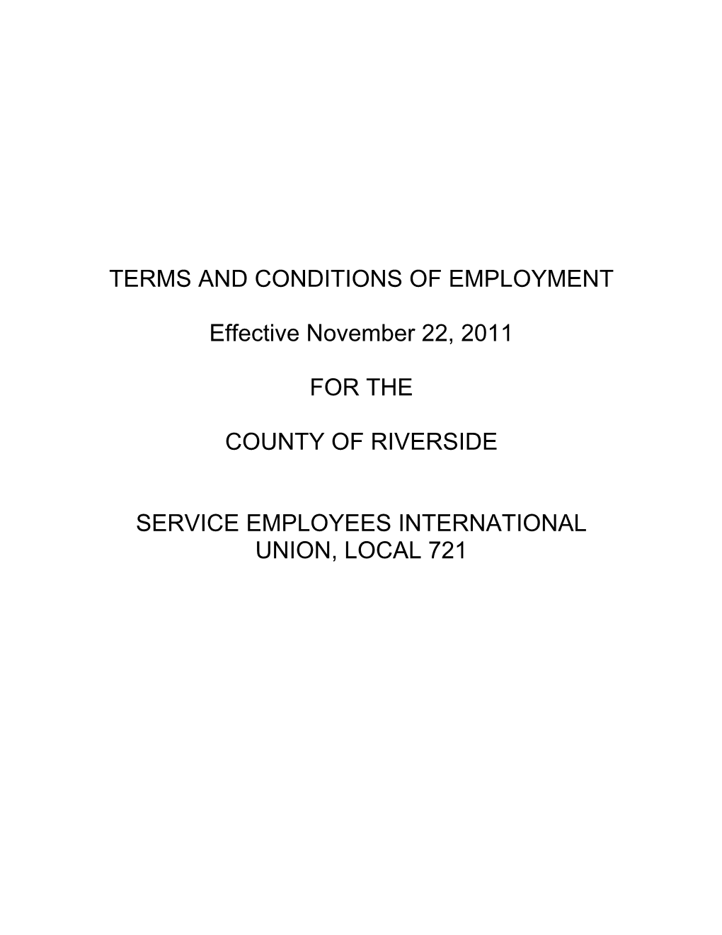 Riverside County SEIU 721 Terms and Conditions
