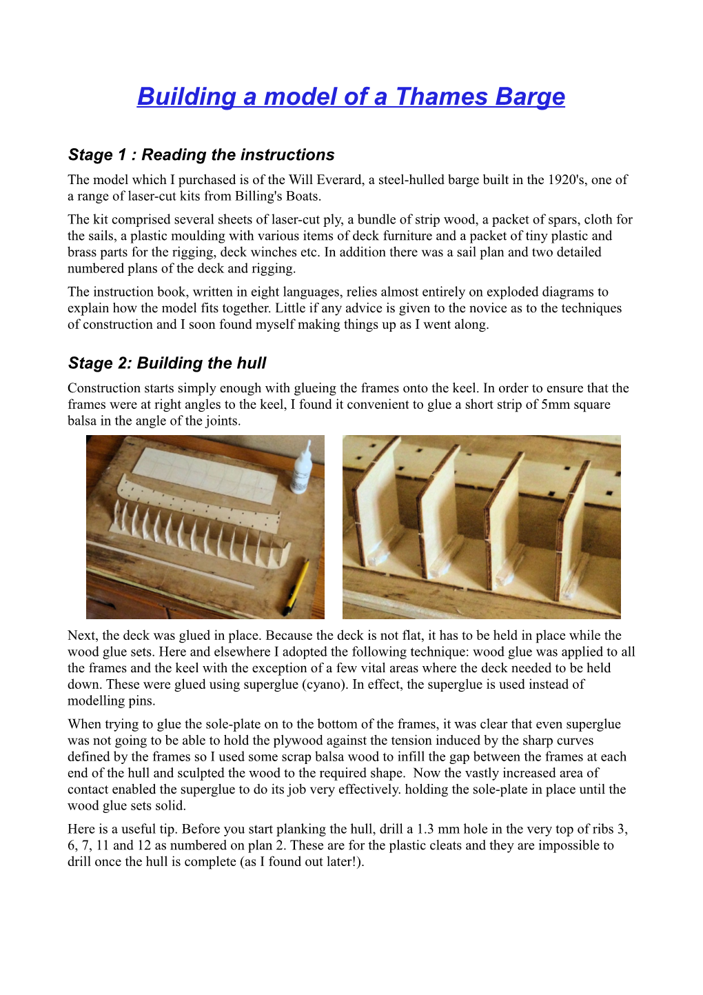 Building a Model of a Thames Barge