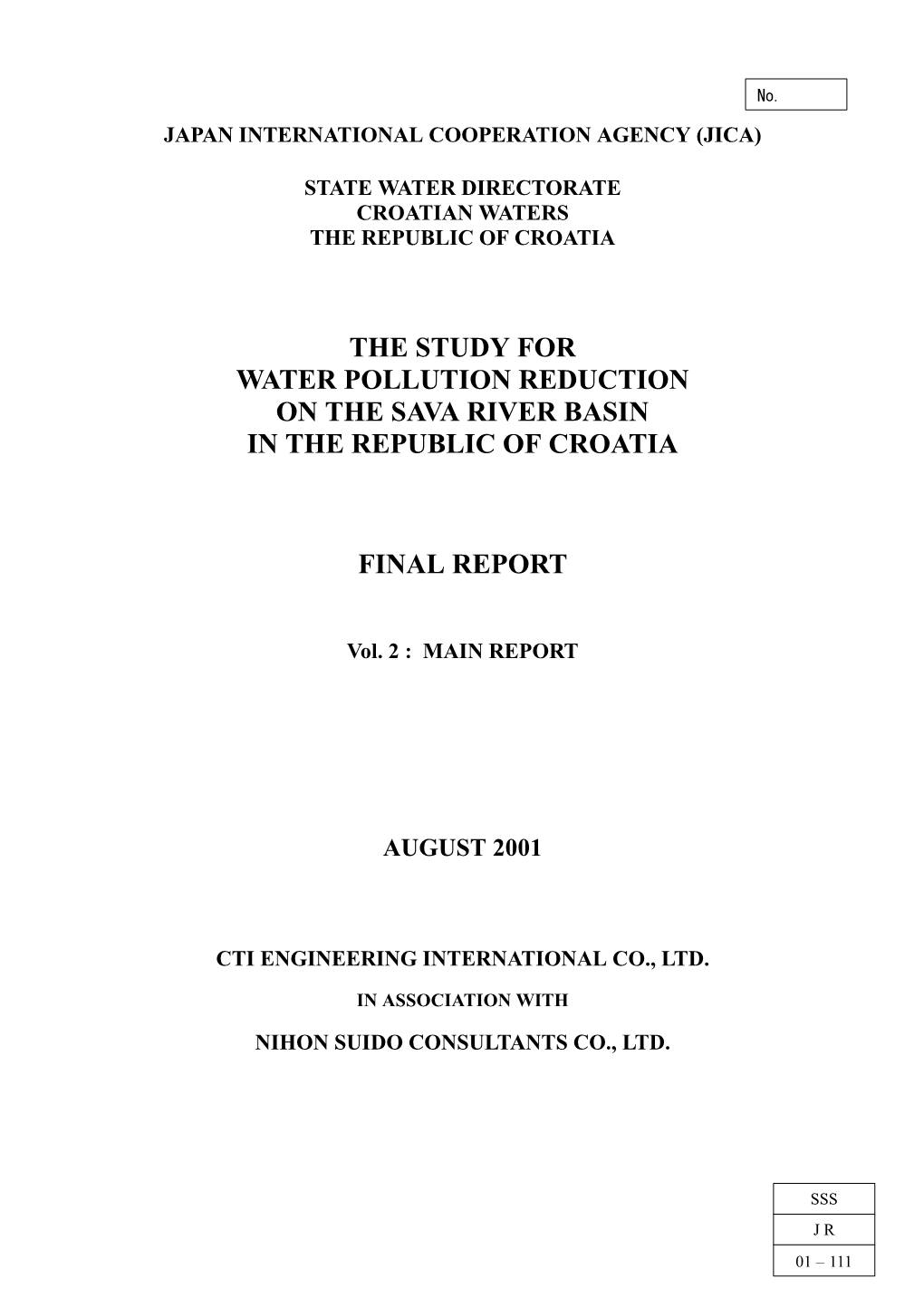 The Study for Water Pollution Reduction on the Sava River Basin in the Republic of Croatia