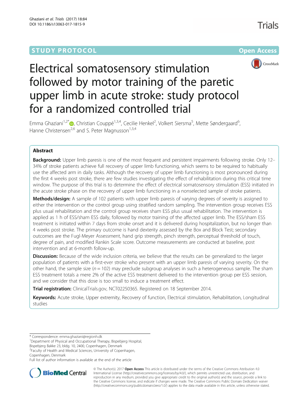 Electrical Somatosensory Stimulation Followed by Motor