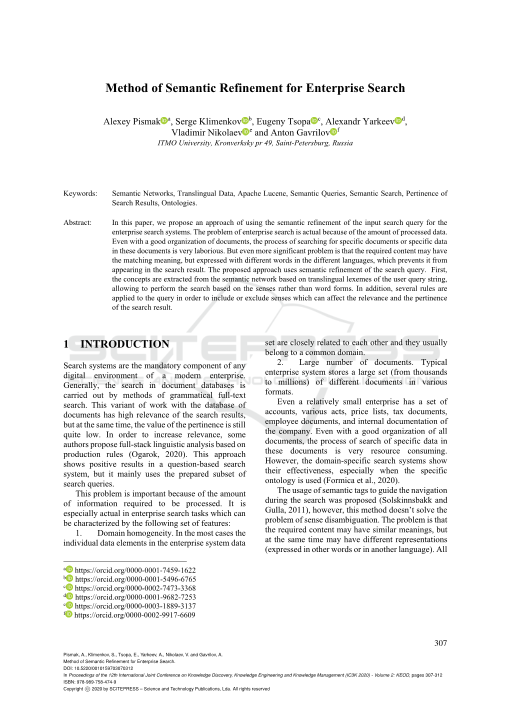 Method of Semantic Refinement for Enterprise Search