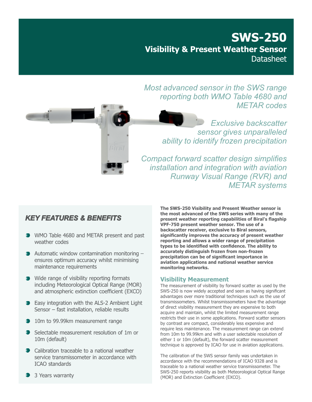 SWS-250 Visibility & Present Weather Sensor Datasheet Visibly Better