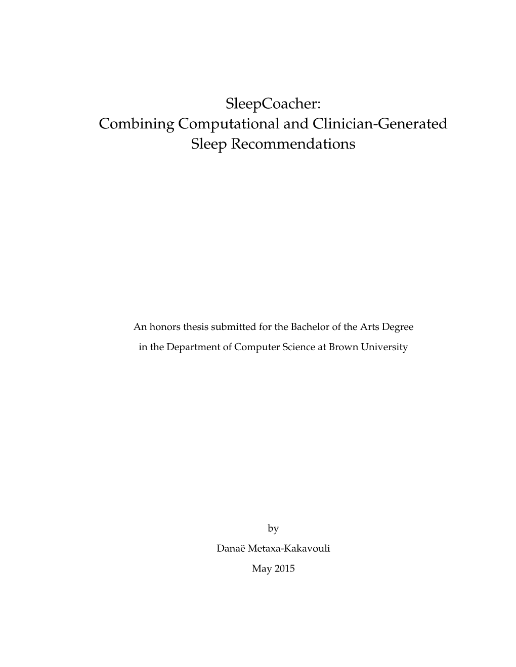 Sleepcoacher: Combining Computational and Clinician-Generated Sleep Recommendations