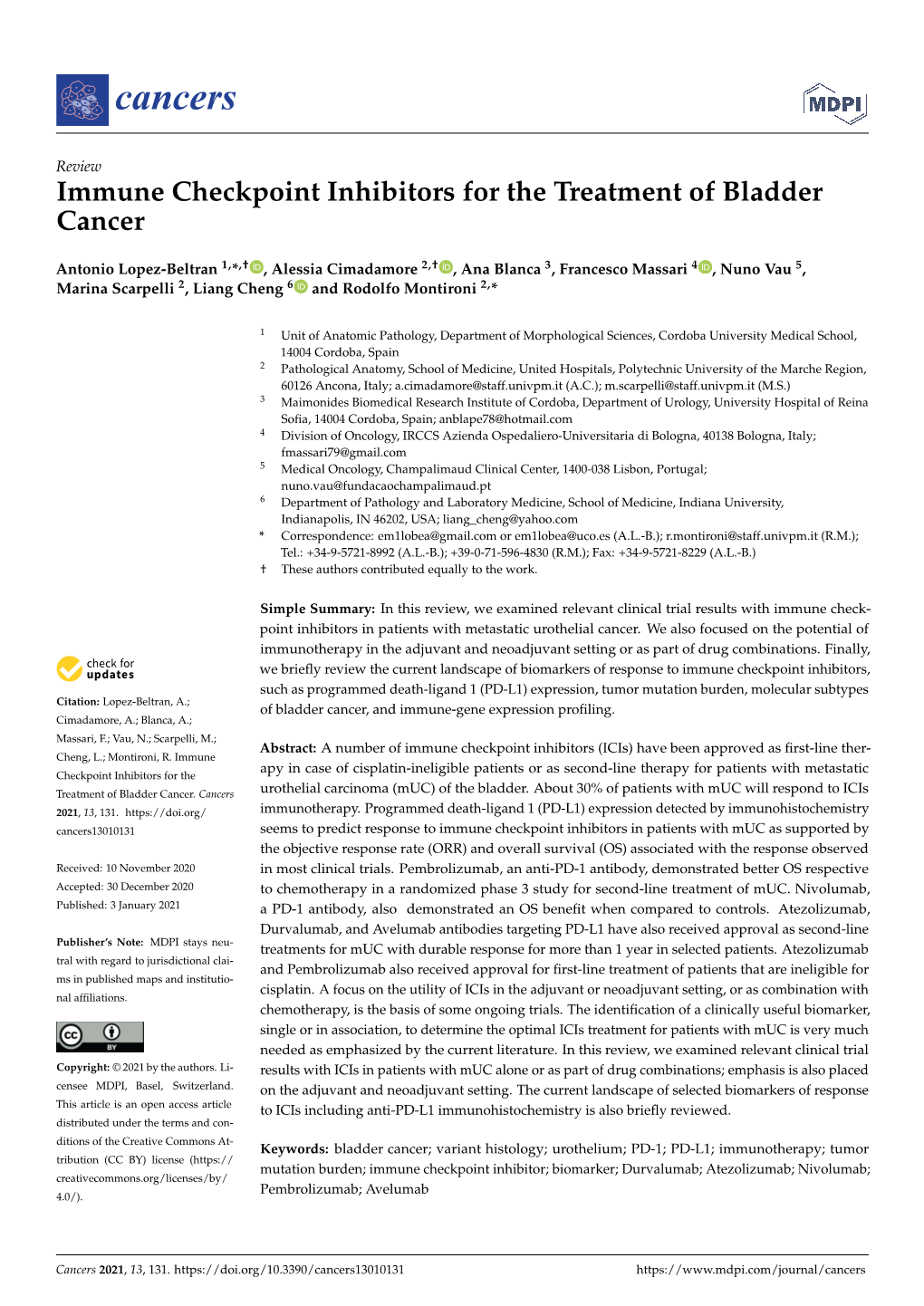 Immune Checkpoint Inhibitors for the Treatment of Bladder Cancer