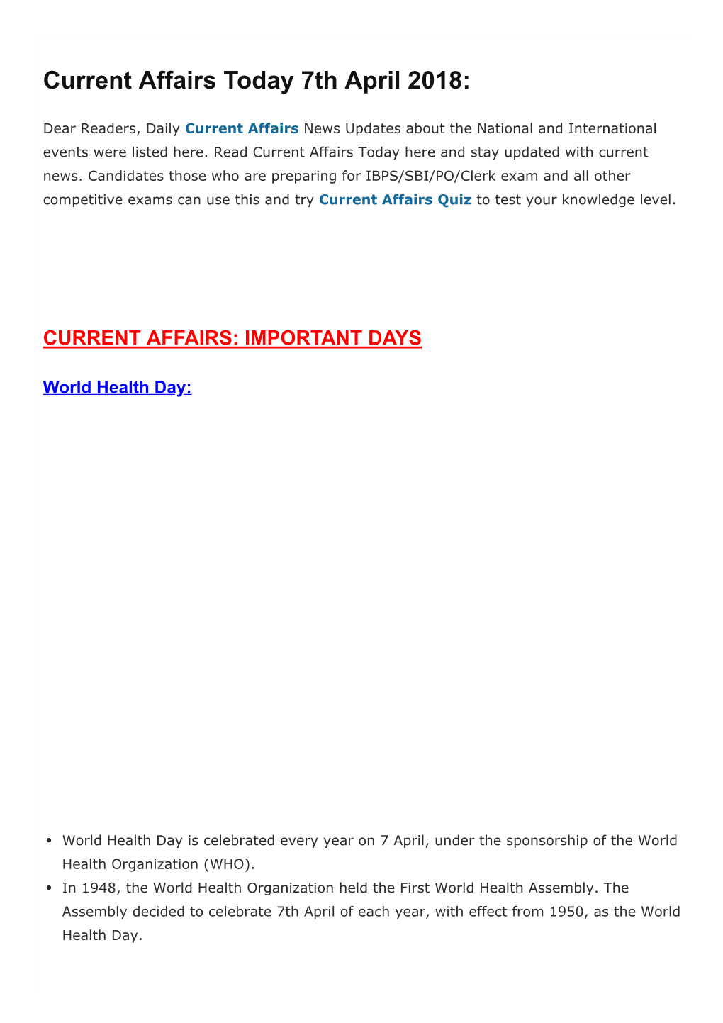 Current Affairs Today 7Th April 2018