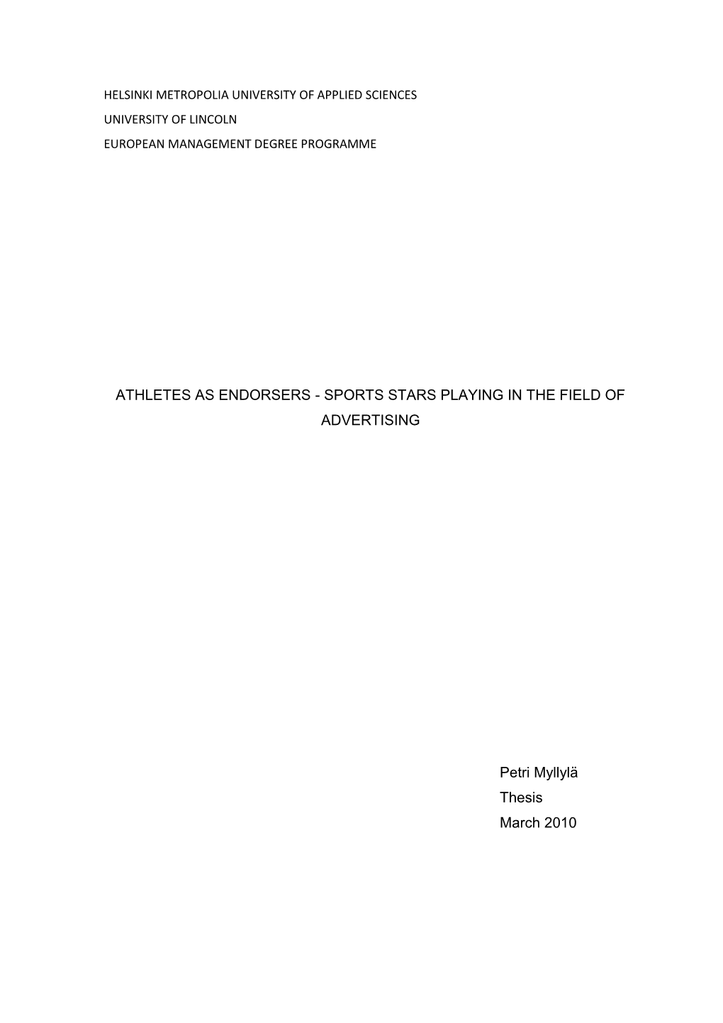 Athletes As Endorsers - Sports Stars Playing in the Field of Advertising