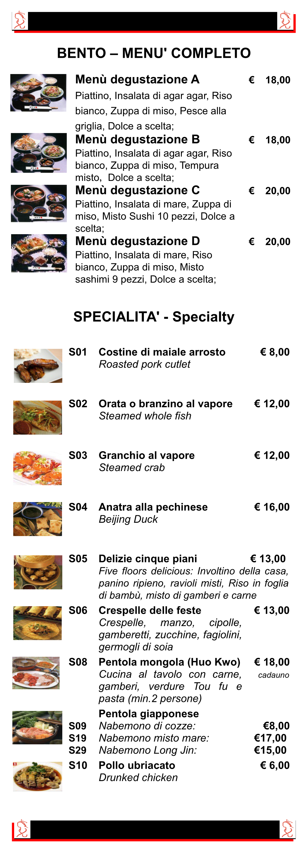 Bento – Menu' Completo Specialita'