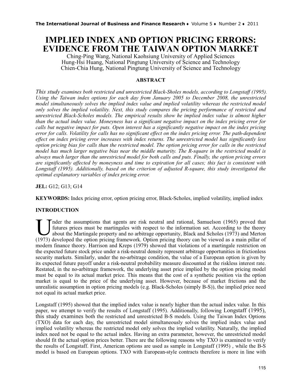 Implied Index and Option Pricing Errors: Evidence from the Taiwan Option Market