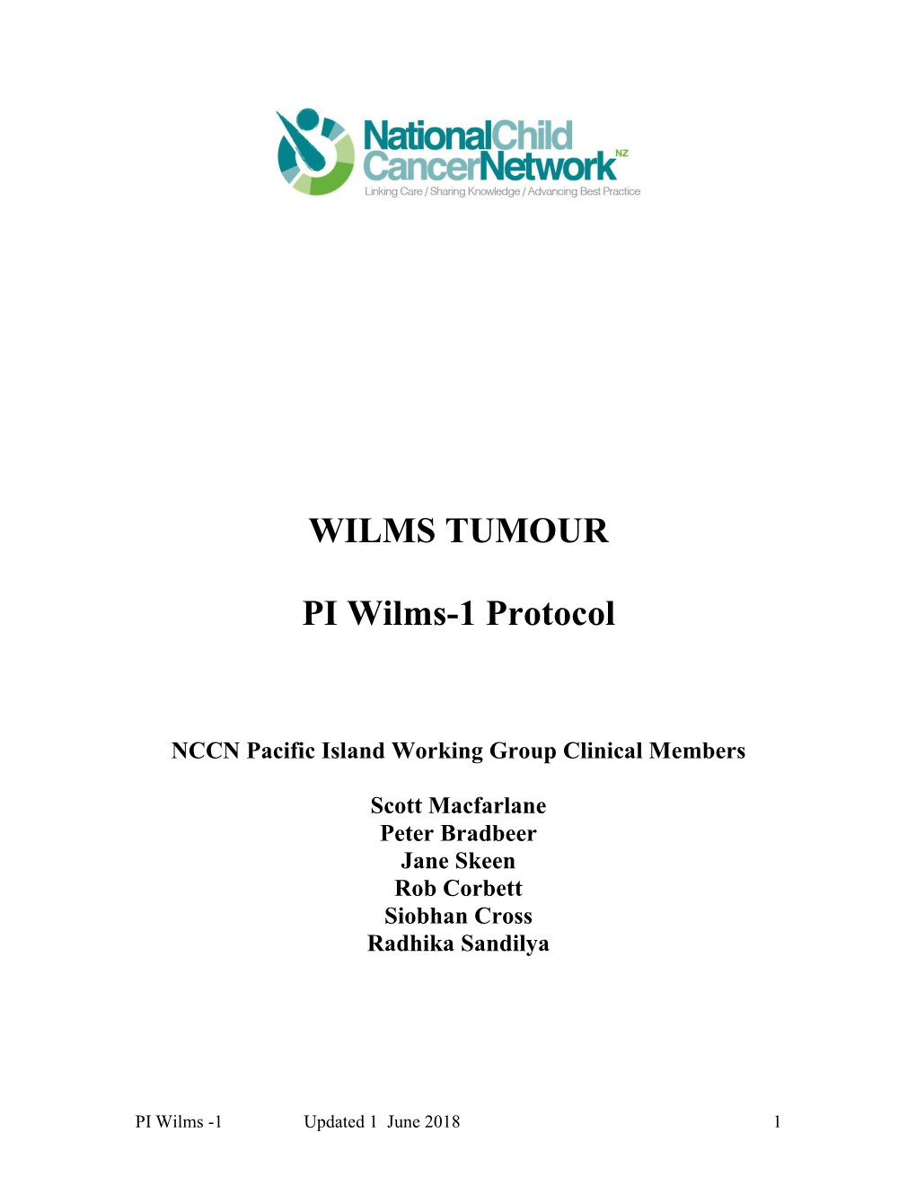 WILMS TUMOUR PI Wilms-1 Protocol