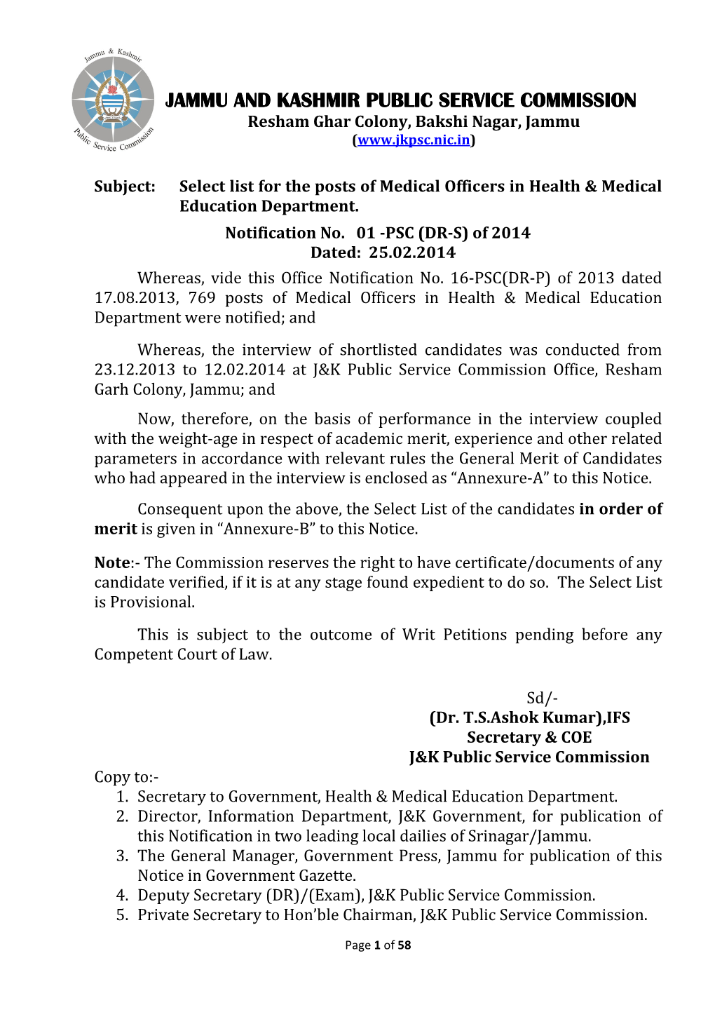 Jammu and Kashmir Public Service Commission Jammu and Kashmir Public Service Commission