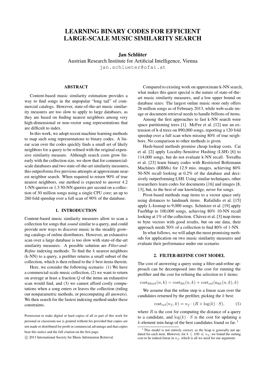 Learning Binary Codes for Efficient Large-Scale Music Similarity Search