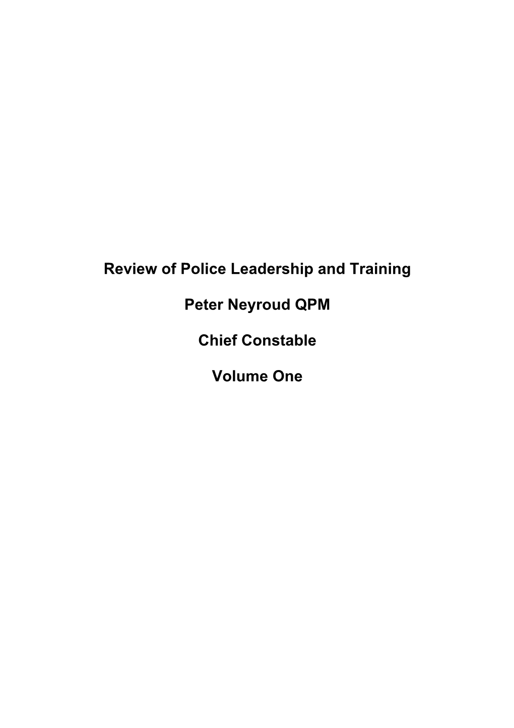 Review of Police Leadership and Training