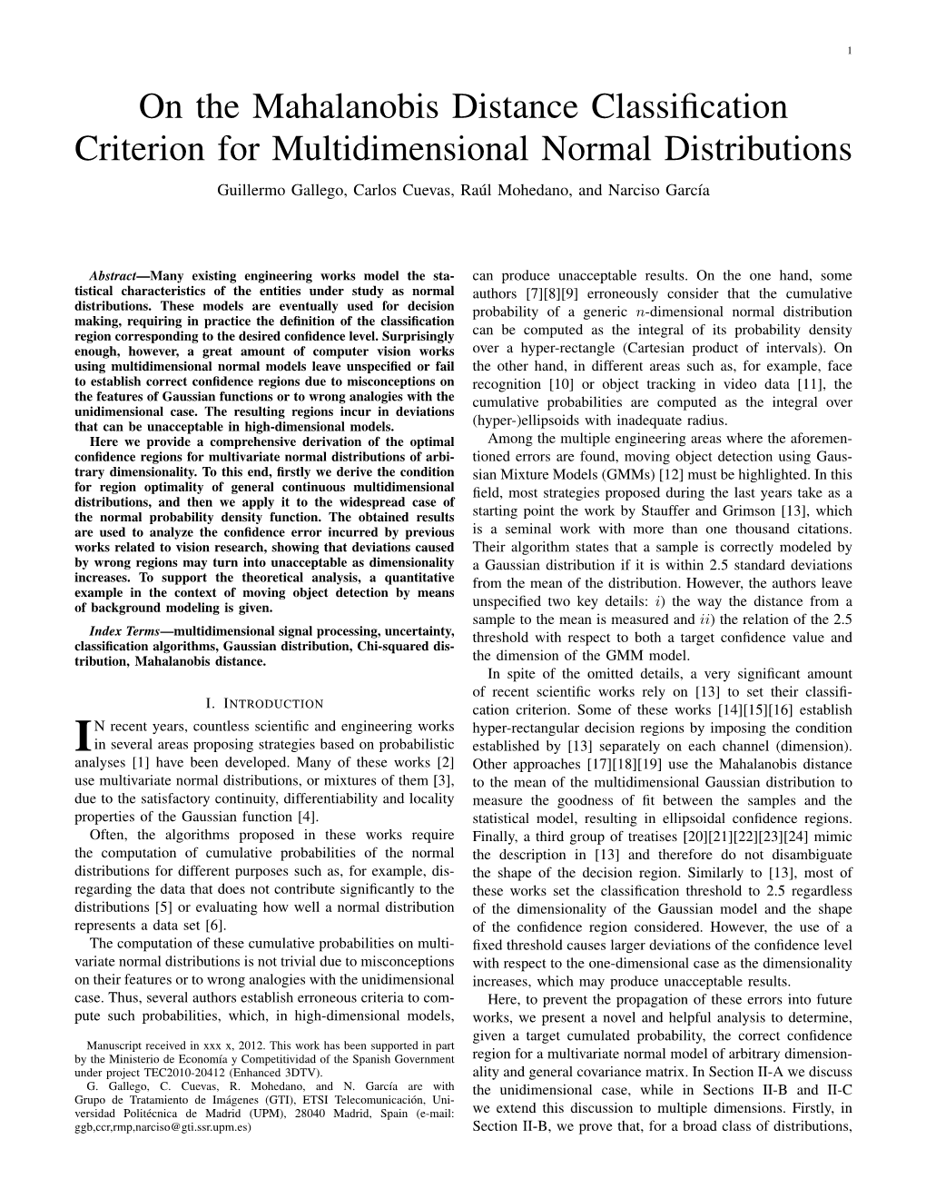 On the Mahalanobis Distance Classification Criterion For