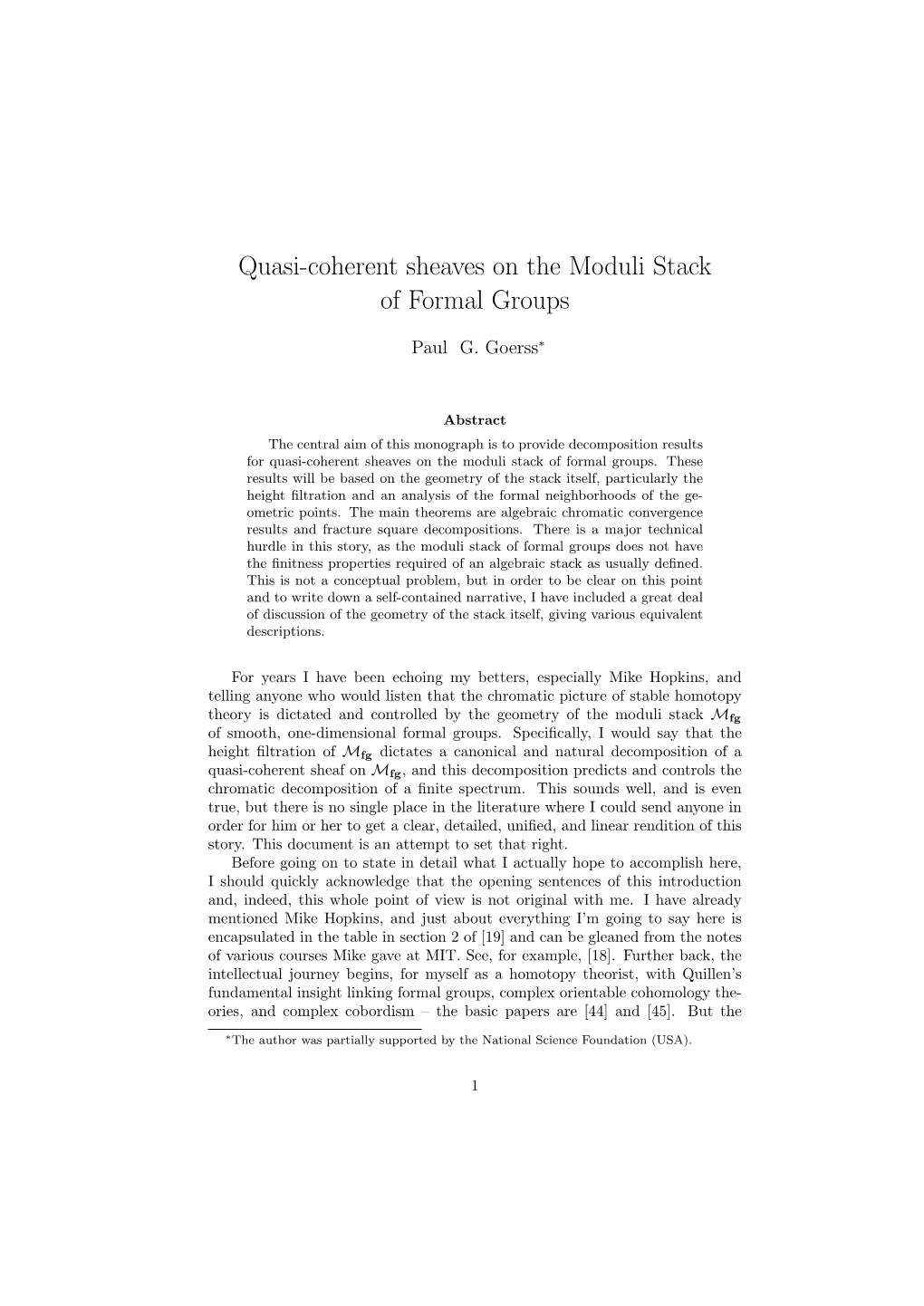 Quasi-Coherent Sheaves on the Moduli Stack of Formal Groups