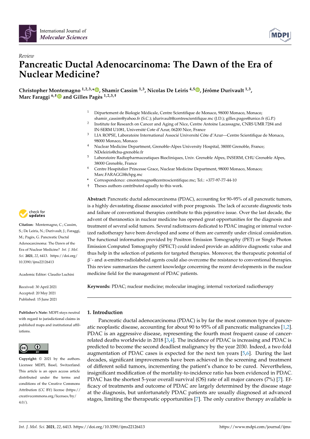 Pancreatic Ductal Adenocarcinoma: the Dawn of the Era of Nuclear Medicine?