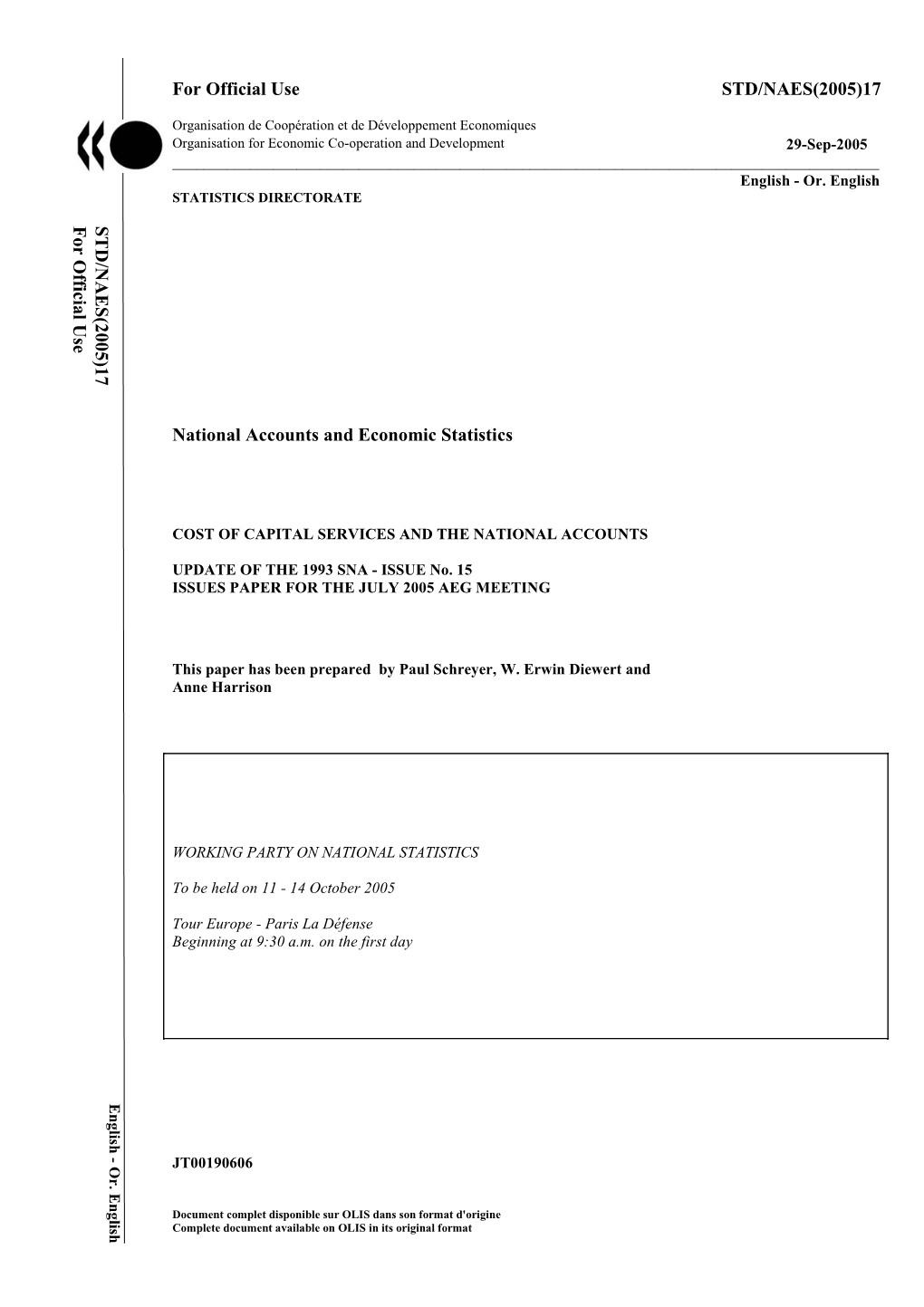 17 National Accounts and Economic Statistics STD/NAES(2005)