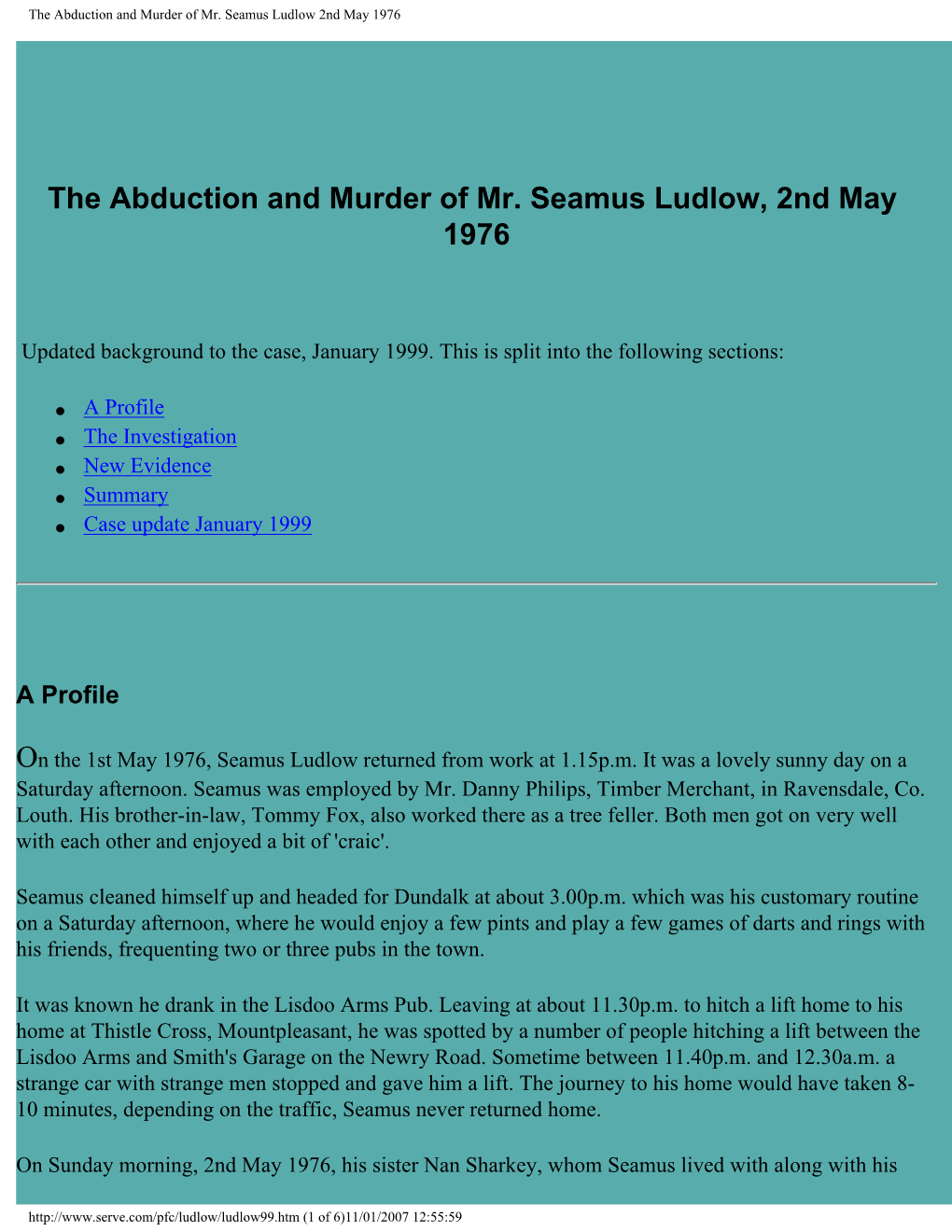 The Abduction and Murder of Mr. Seamus Ludlow 2Nd May 1976