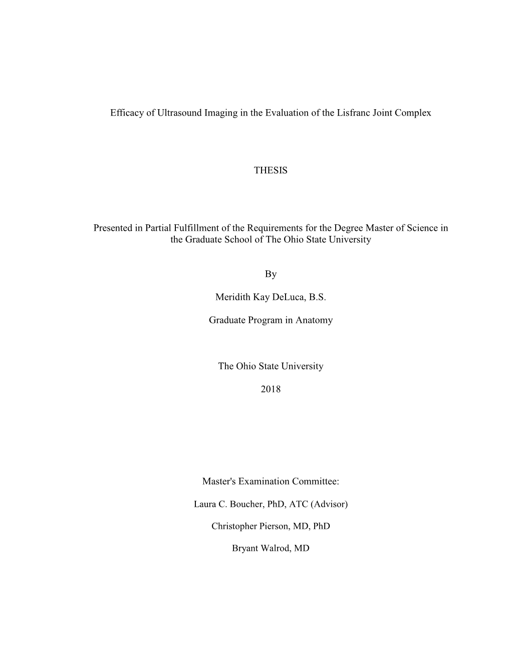 Efficacy of Ultrasound Imaging in the Evaluation of the Lisfranc Joint Complex