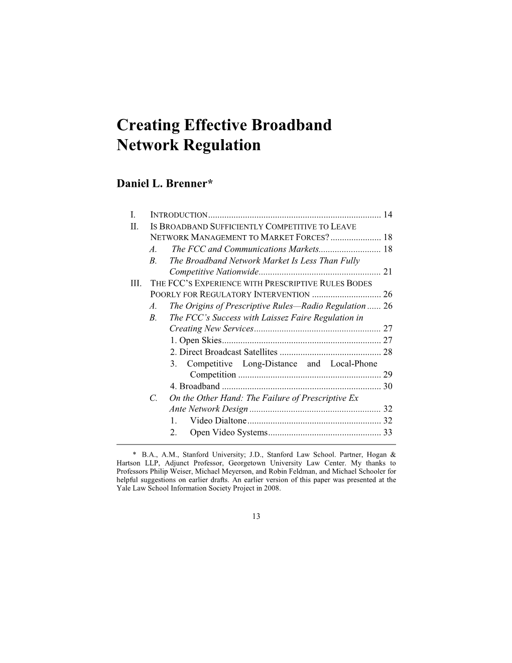 Creating Effective Broadband Network Regulation