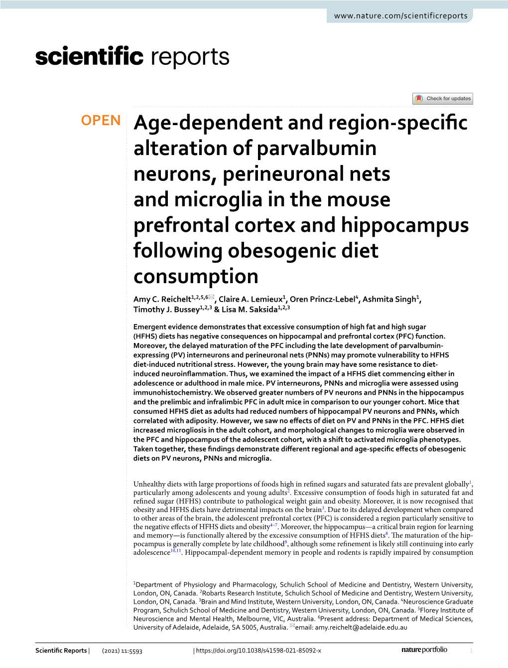 Age-Dependent and Region-Specific Alteration of Parvalbumin Neurons, Perineuronal Nets and Microglia in the Mouse Prefrontal