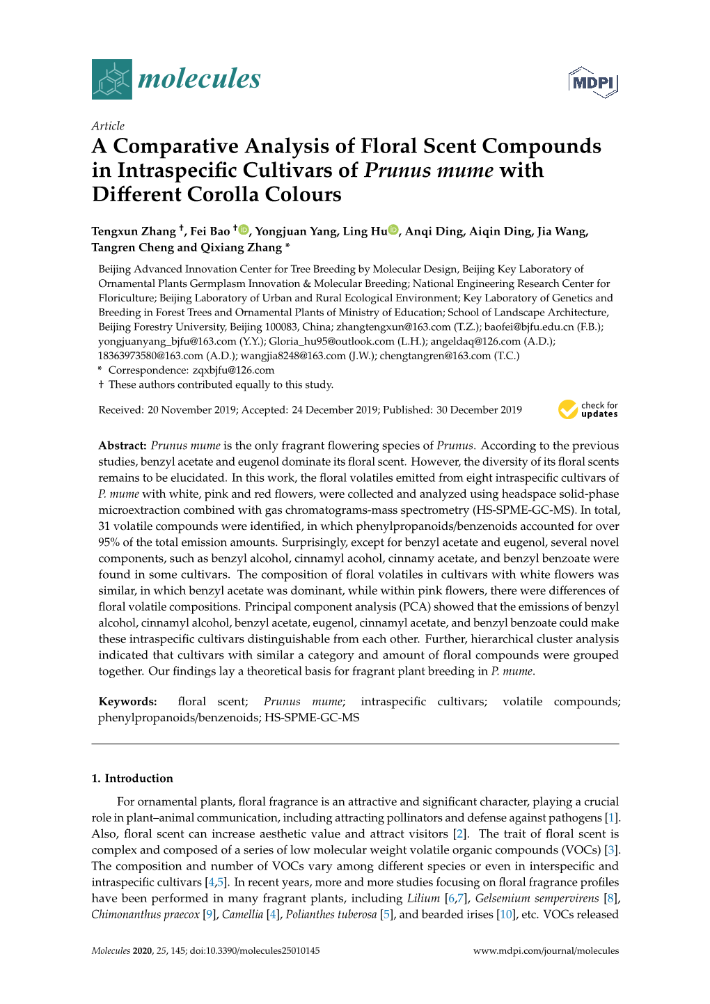 A Comparative Analysis of Floral Scent Compounds in Intraspecific