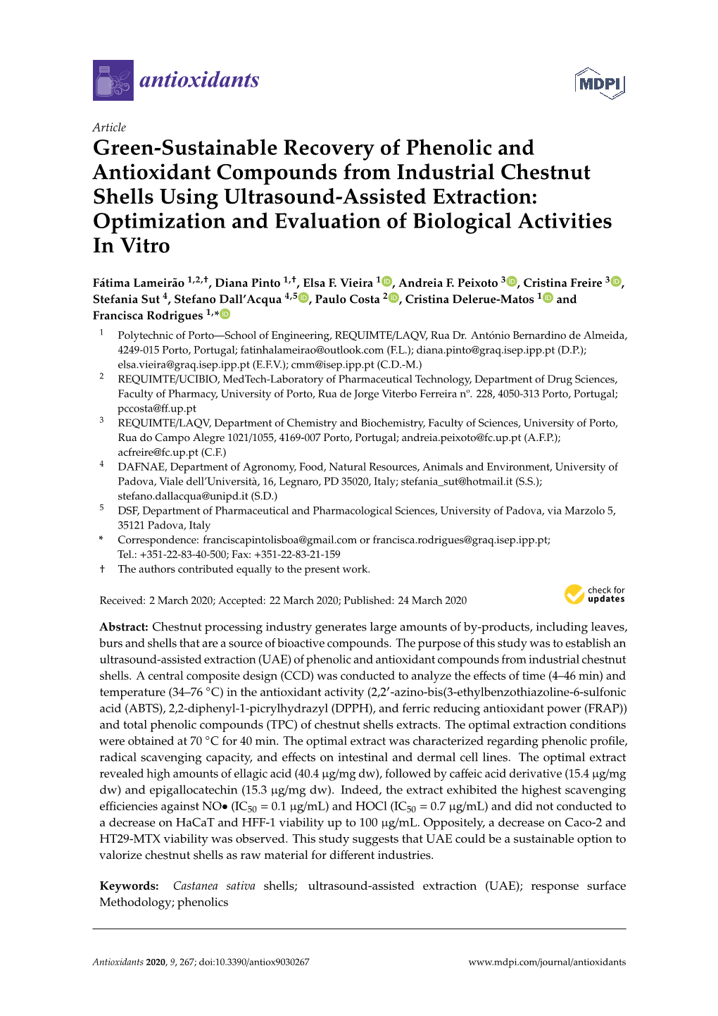 Green-Sustainable Recovery of Phenolic and Antioxidant