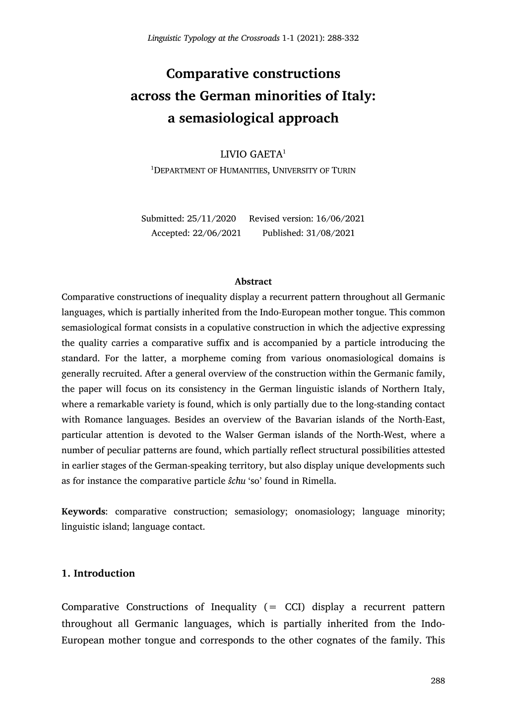 Comparative Constructions Across the German Minorities of Italy: a Semasiological Approach