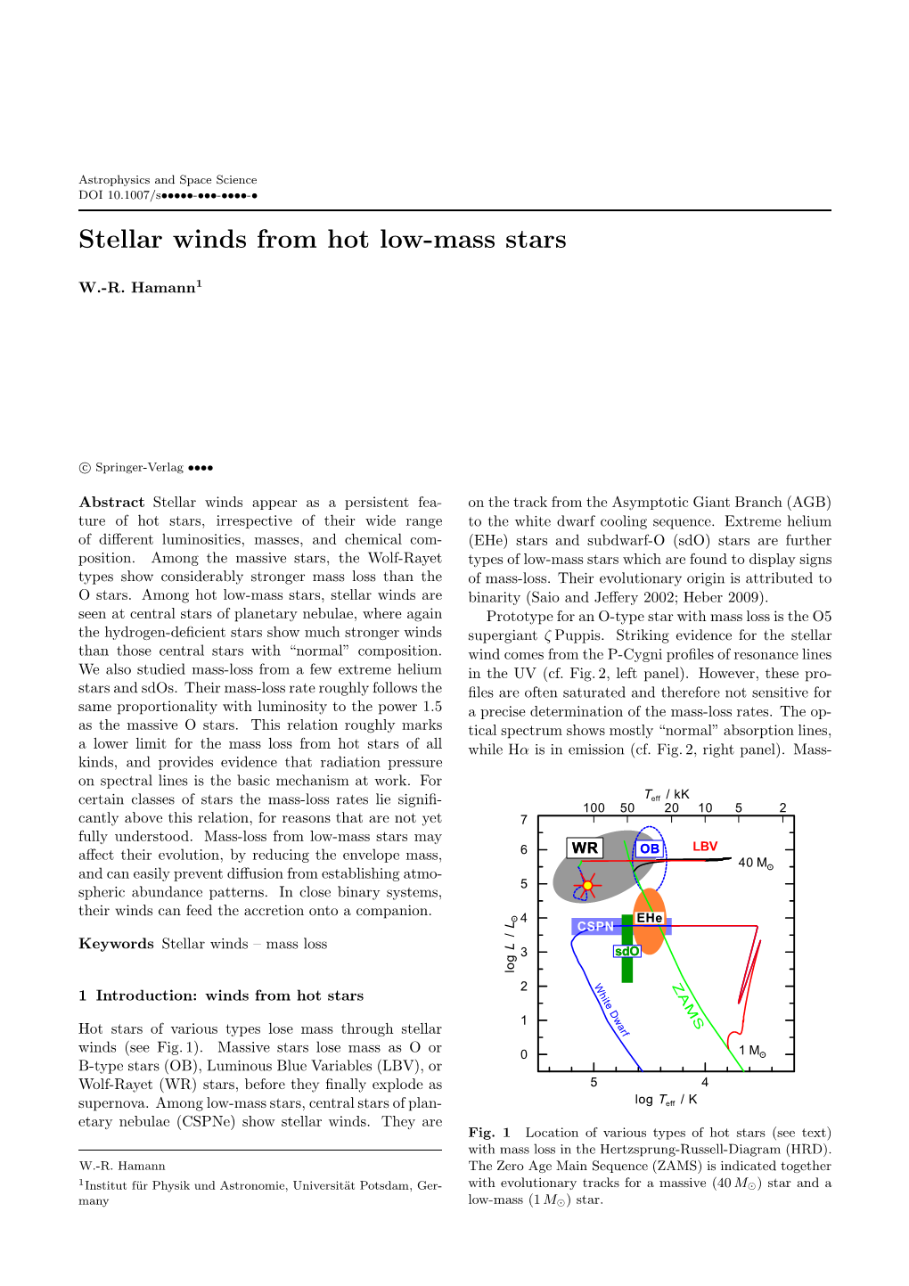 Stellar Winds from Hot Low-Mass Stars