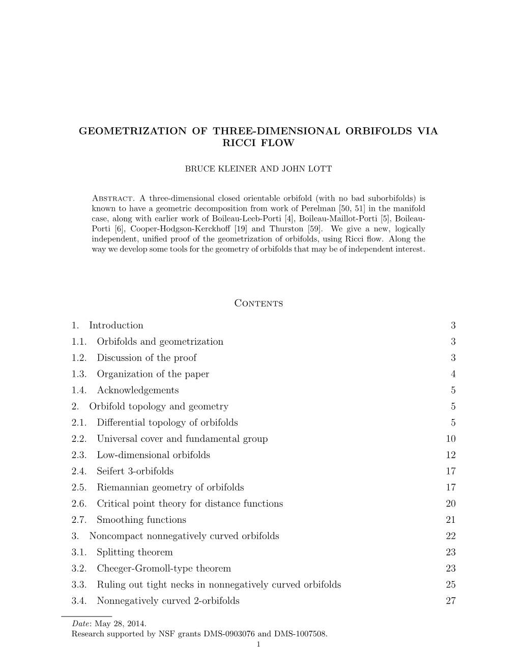 Geometrization of Three-Dimensional Orbifolds Via Ricci Flow