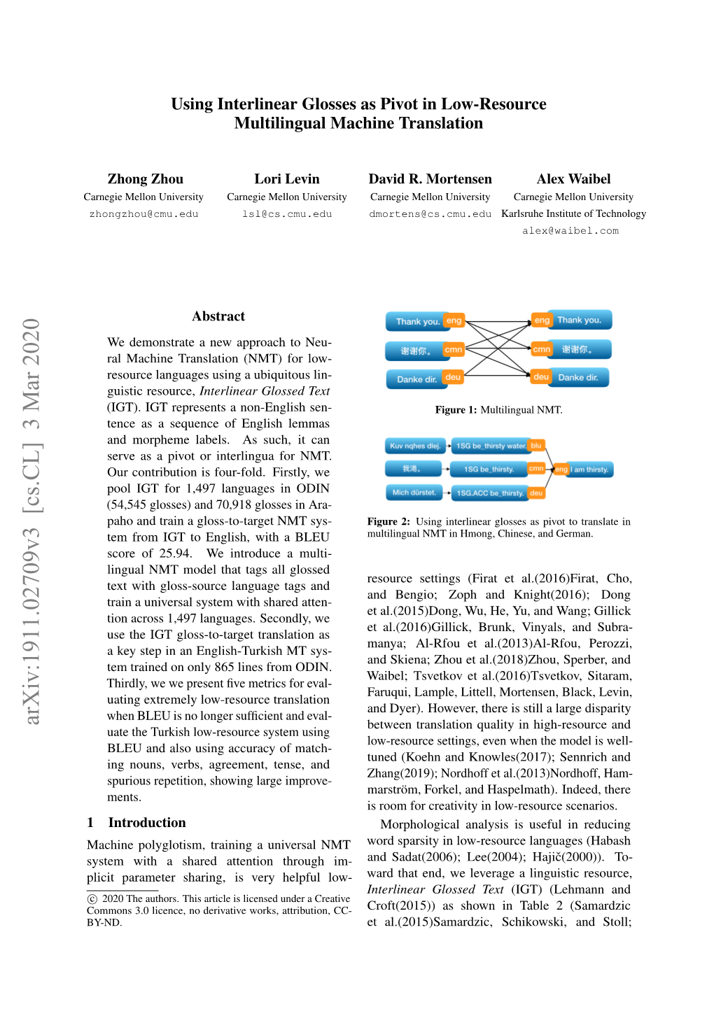 Using Interlinear Glosses As Pivot in Low-Resource Multilingual Machine Translation