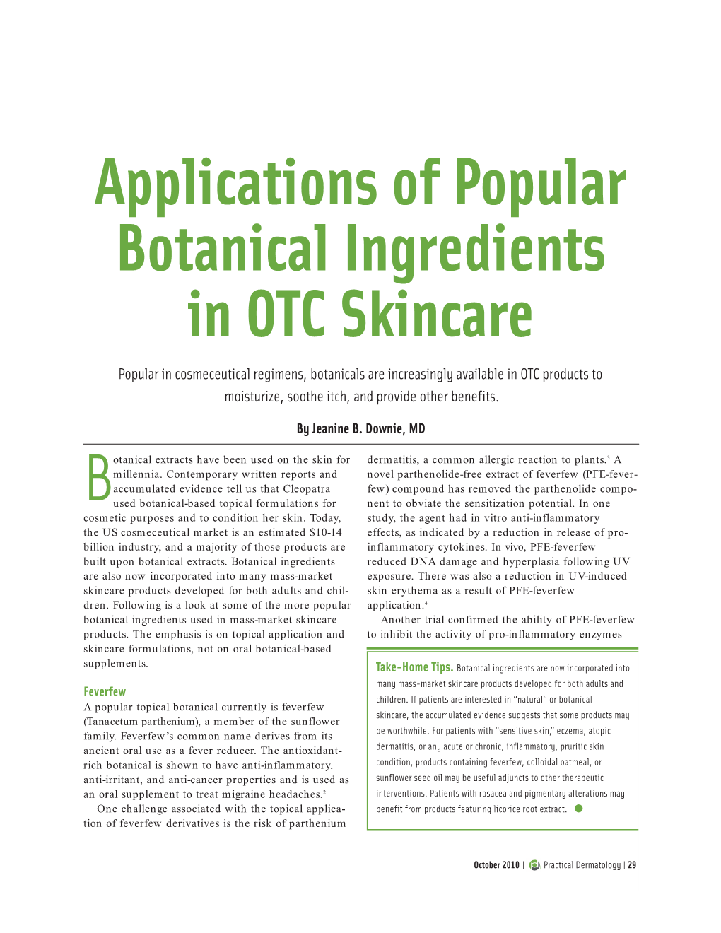 Applications of Popular Botanical Ingredients in OTC Skincare