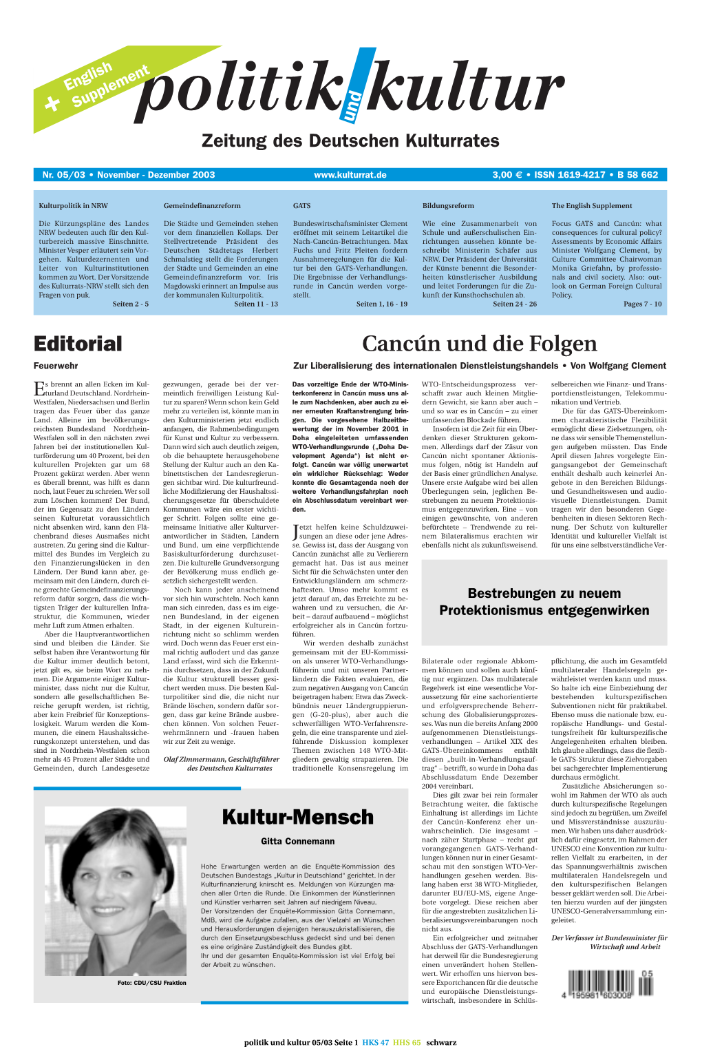 Editorial Cancún Und Die Folgen Kultur-Mensch