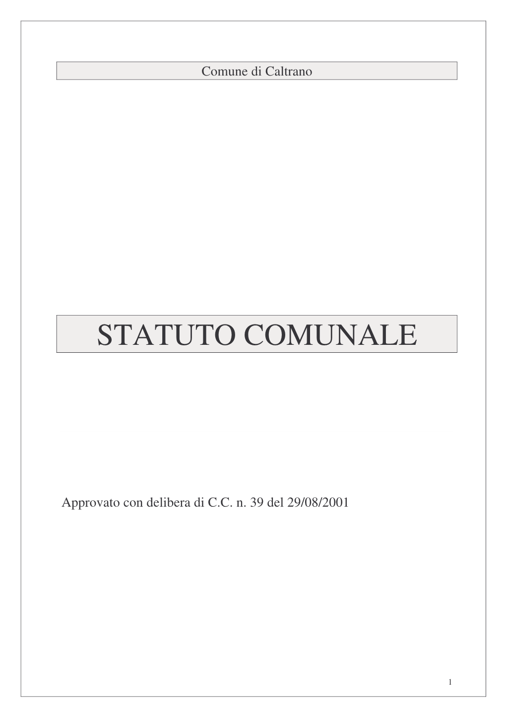 Statuto Del Comune Di Caltrano