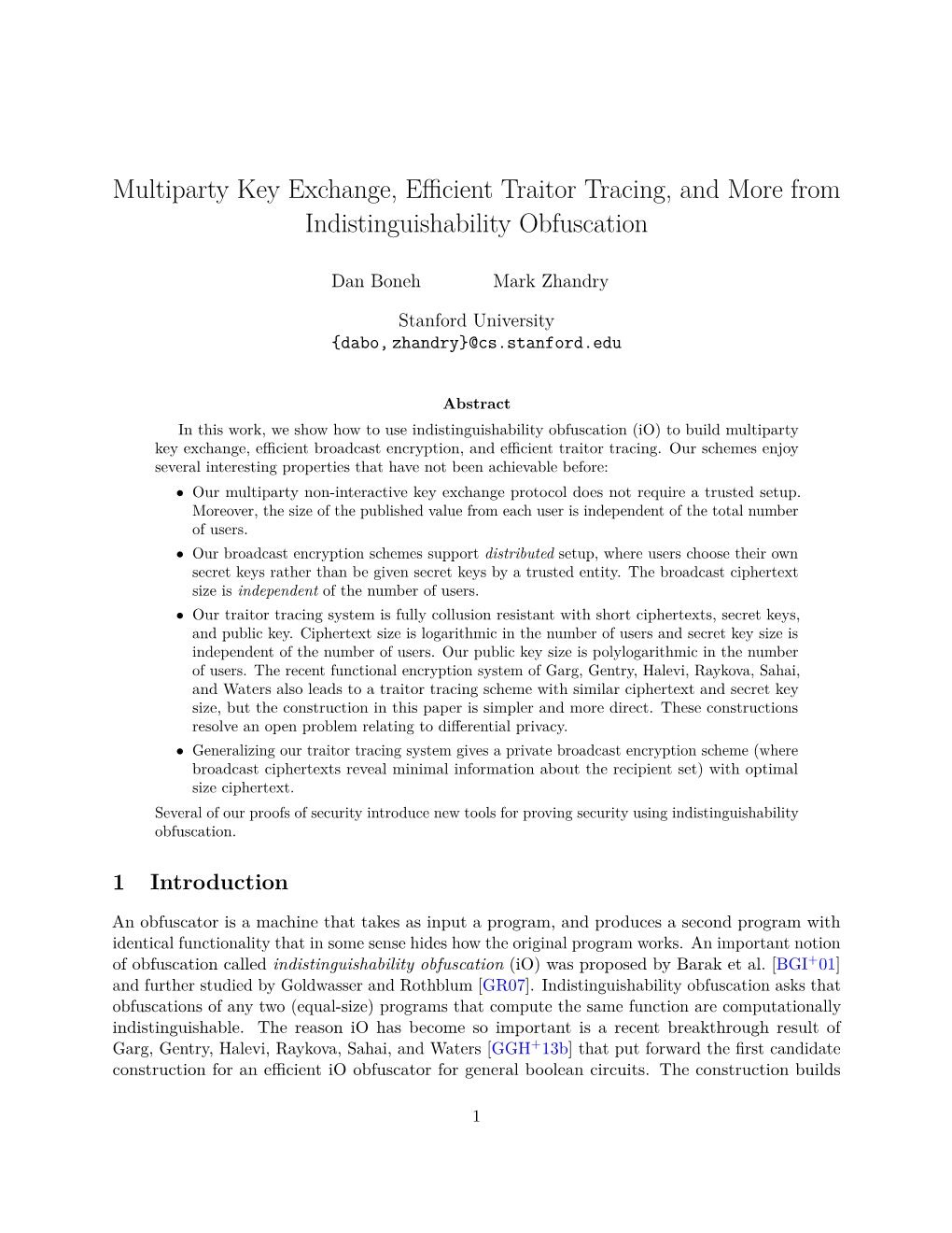 Multiparty Key Exchange, Efficient Traitor Tracing, and More From