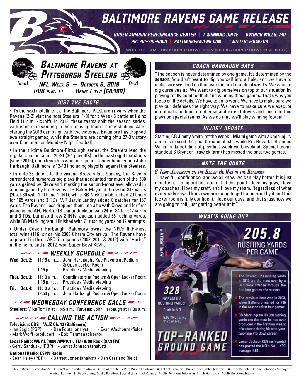 Baltimore Ravens Game Release