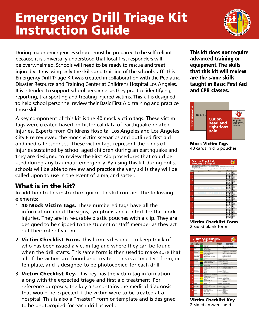 Emergency Drill Triage Kit Instruction Guide