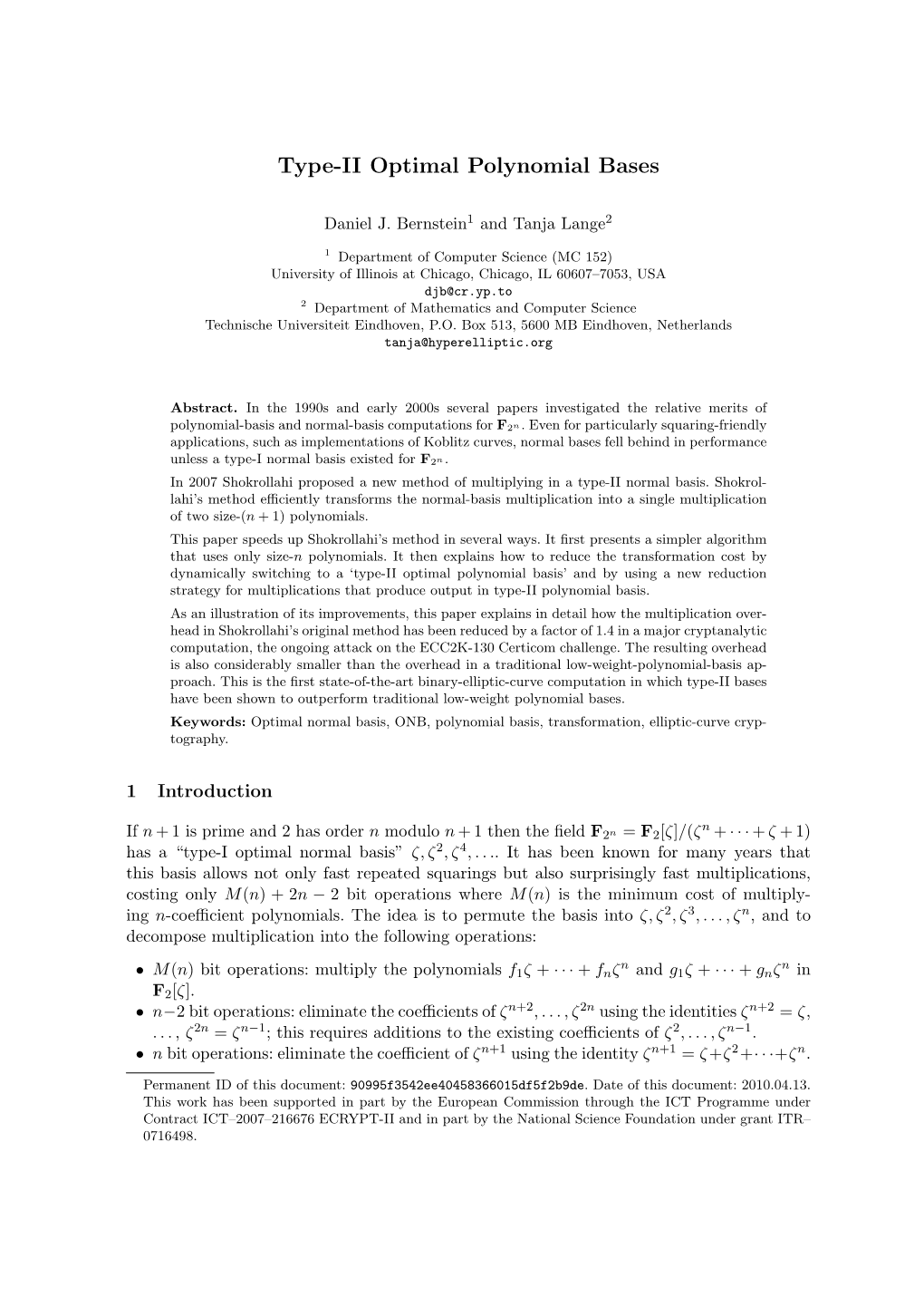 Type-II Optimal Polynomial Bases