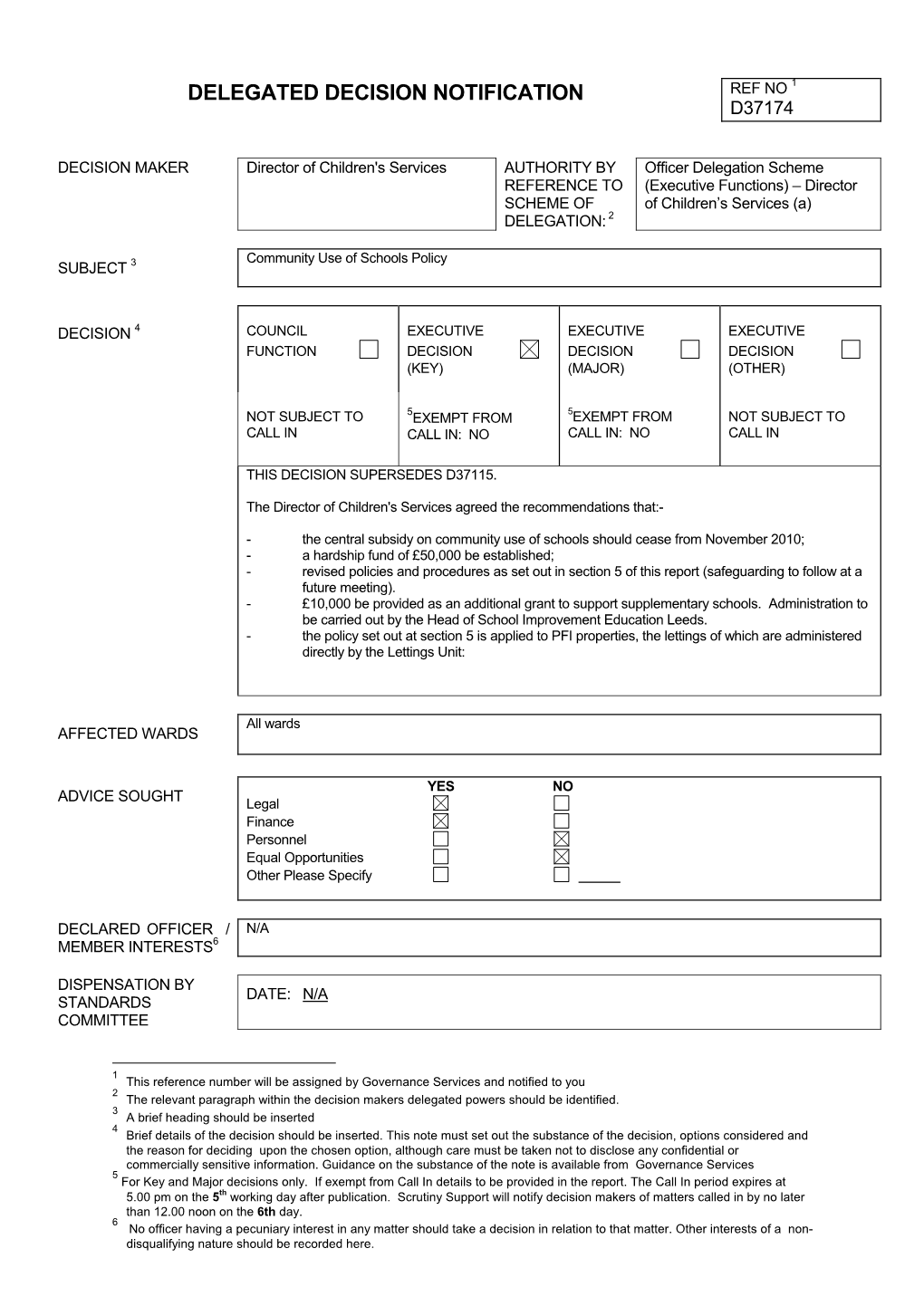 Community Use of Schools Policy SUBJECT 3