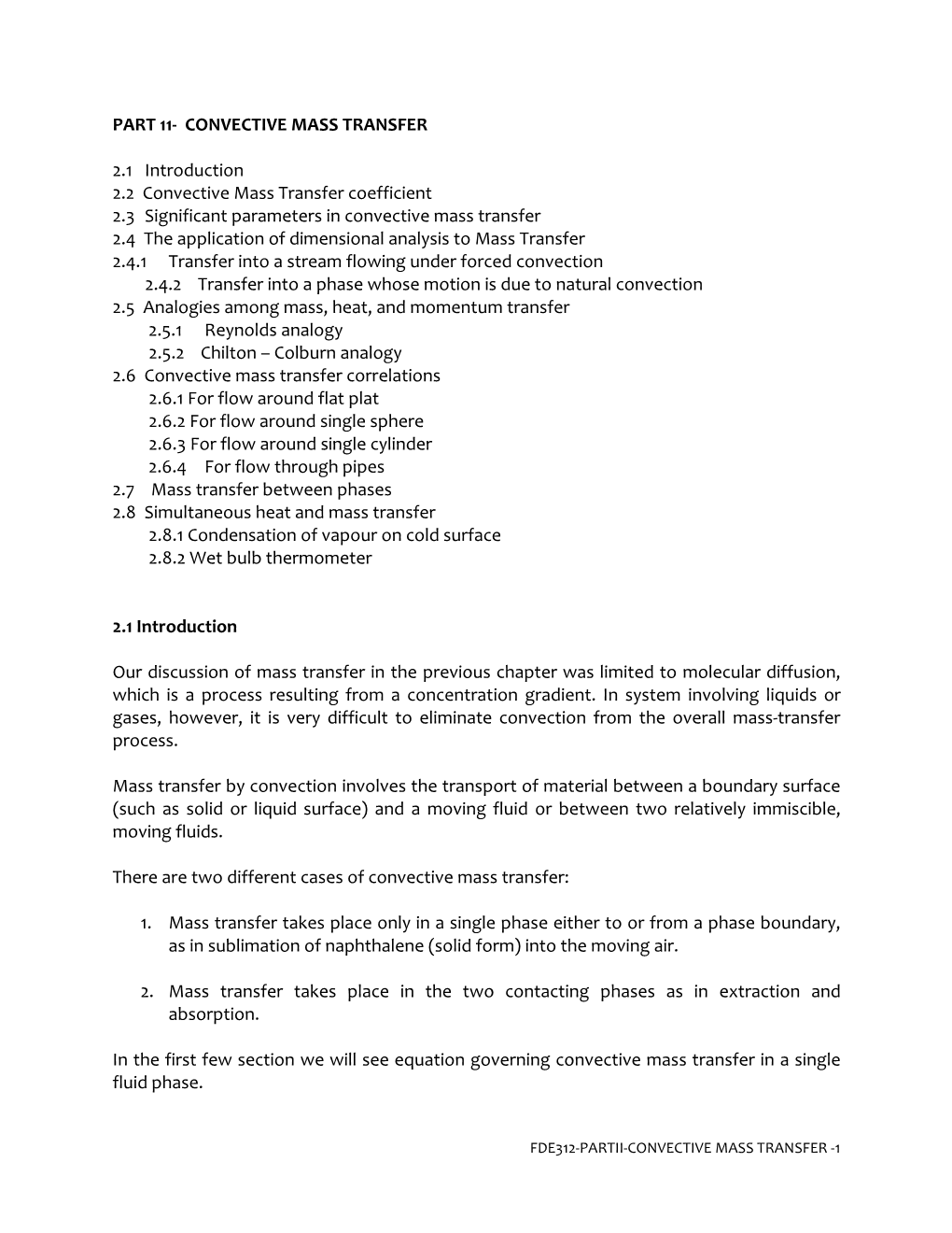 Convective Mass Transfer